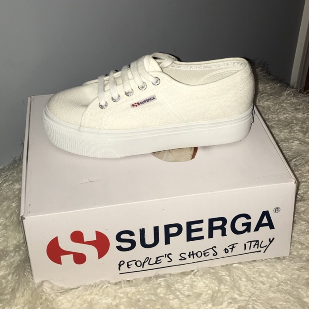 White Superga platform sneakers